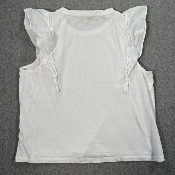 J.Crew Poplin Flutter Sleeve Tee Shirt Women's XL White Crew Neck BG881 - Picture 8 of 8